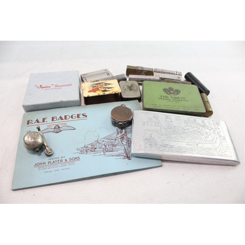 496 - Mixed Military & Trench Art Smoking Collection Inc Lighters, Tins, Snuff Box Etc