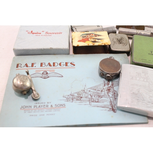 496 - Mixed Military & Trench Art Smoking Collection Inc Lighters, Tins, Snuff Box Etc