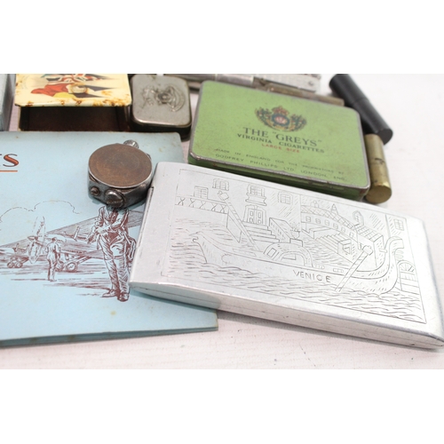 496 - Mixed Military & Trench Art Smoking Collection Inc Lighters, Tins, Snuff Box Etc