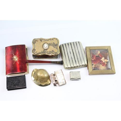 512 - Antique Tobacciana Collectables Vintage Cigarette Case, Vesta, Snuff Box, Pipe
