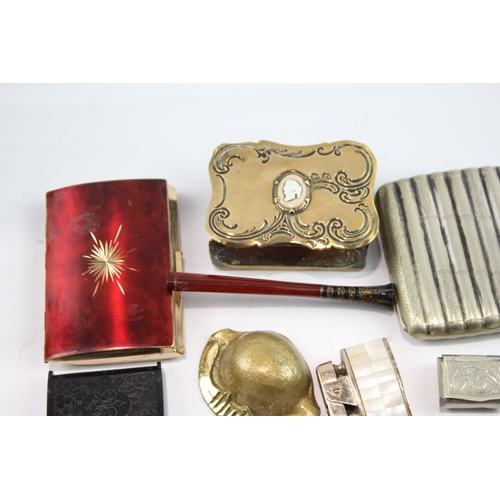 512 - Antique Tobacciana Collectables Vintage Cigarette Case, Vesta, Snuff Box, Pipe