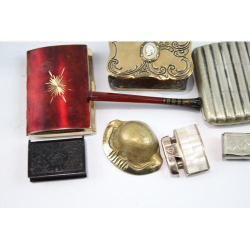512 - Antique Tobacciana Collectables Vintage Cigarette Case, Vesta, Snuff Box, Pipe