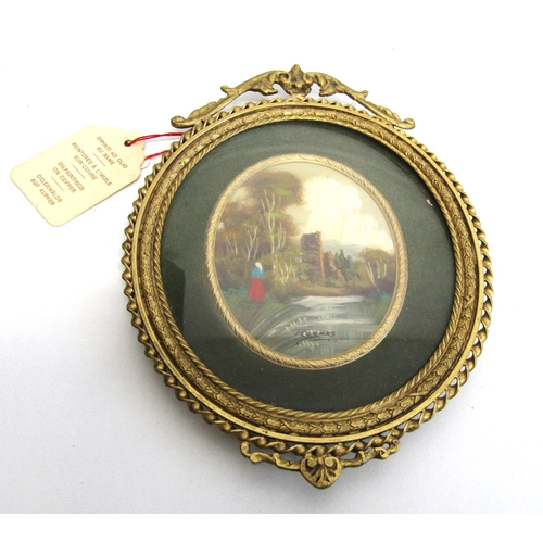 100A - Antique gilt framed oil on copper painting.