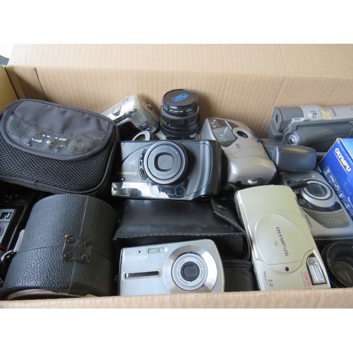 365 - Box of assorted cameras including digital compacts