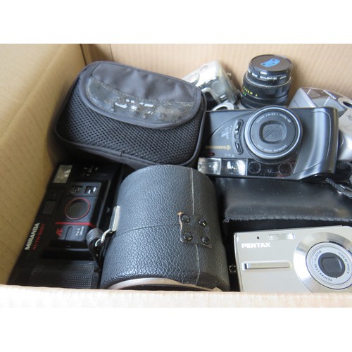 365 - Box of assorted cameras including digital compacts