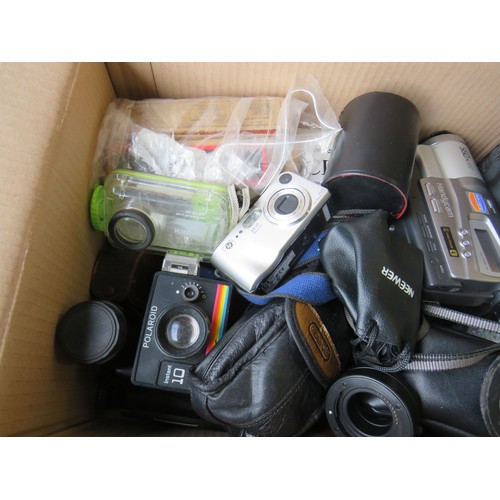 367 - Box of assorted cameras including digital compacts