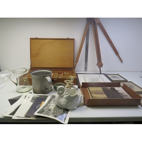360 - Lot of miscellaneous items, including an artist's paint set, easel etc