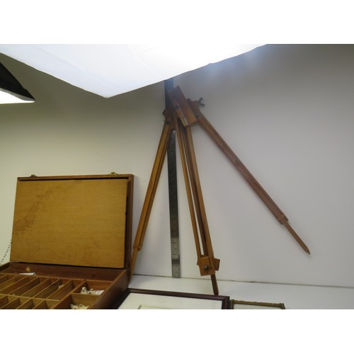 360 - Lot of miscellaneous items, including an artist's paint set, easel etc
