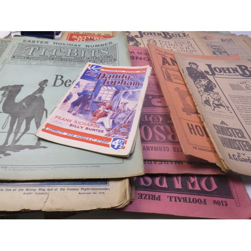 167 - Box of collectables, including clocks and antique magazines 1913-1916