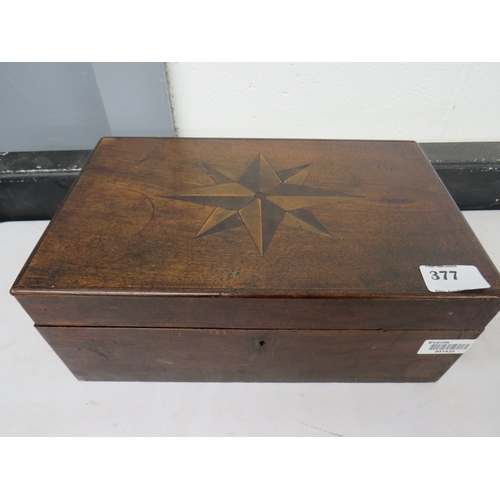 377 - Antique writing slope with inlaid detailing