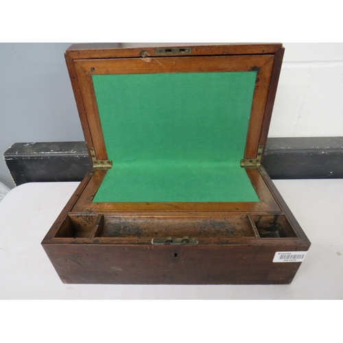 377 - Antique writing slope with inlaid detailing