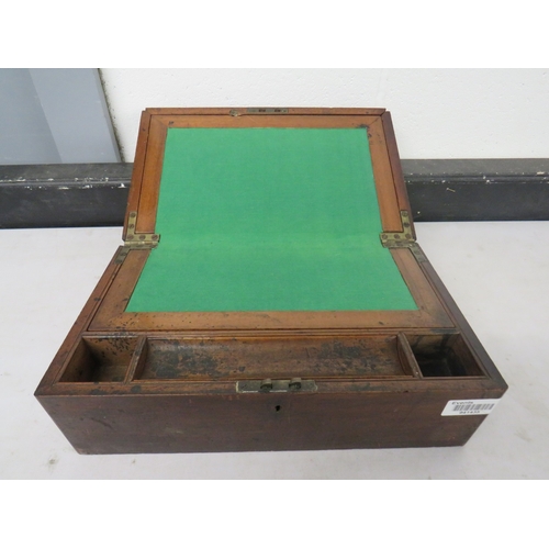 377 - Antique writing slope with inlaid detailing