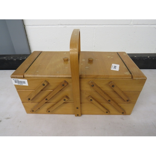 380 - Sewing box full of assorted sewing equiptment