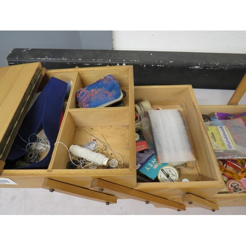 380 - Sewing box full of assorted sewing equiptment