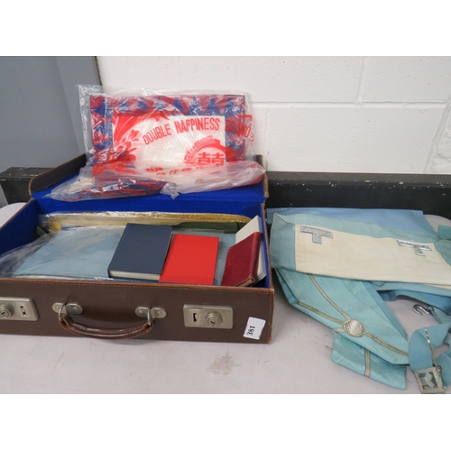 381 - Suitcase full of assorted masonic items