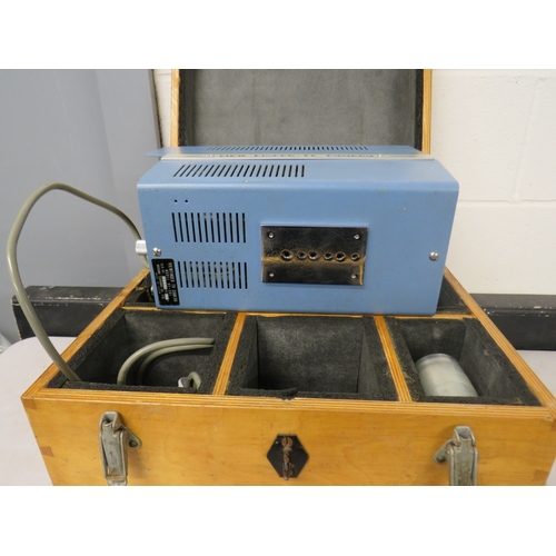 384 - Blue viewfinder TV-camera in wooden case