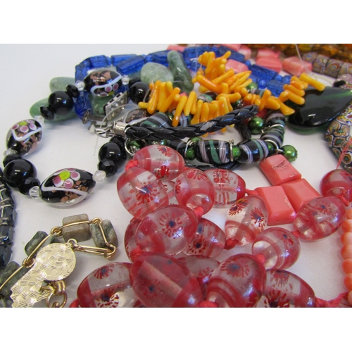 63 - Assorted jewellery and beads including gemstone.