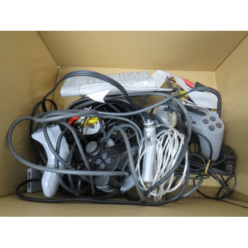 399 - Lot of assorted gaming equiptment to include a PS1 and PS2 console