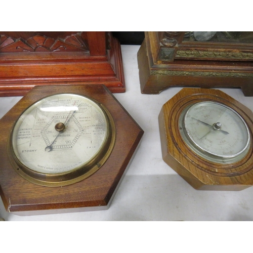 413 - Ten assorted clocks and barometers to include mantle clocks, carriage clocks etc