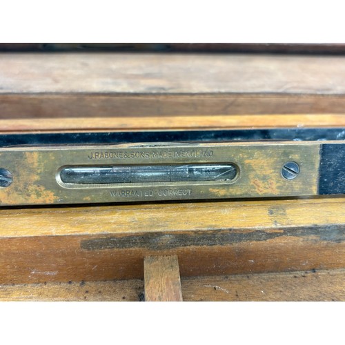 434 - Two vintage/antique cased spirit levels made by J. Rabone & Sons and WM. Marples & Sons Ltd