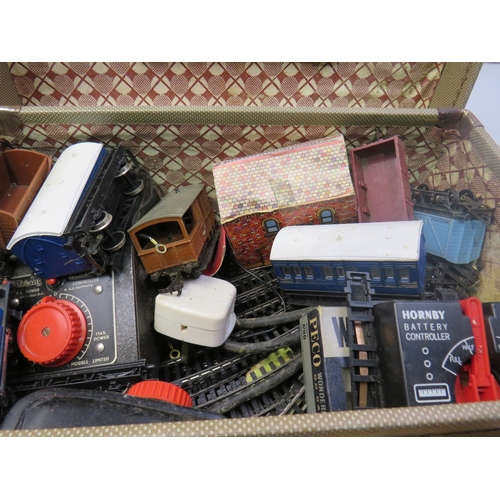 447 - Job lot of model railway to include trains, track, accessories, power unit etc