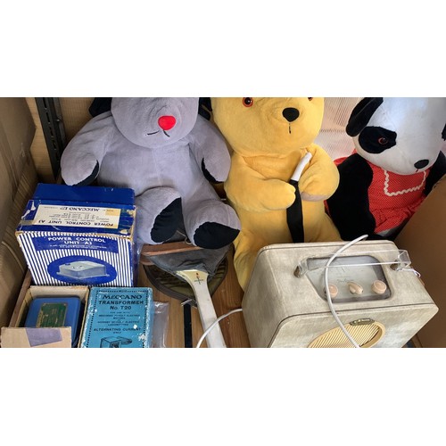 447A - Shelf lot of miscellaneous to include toys, radio, meccano power unit etc