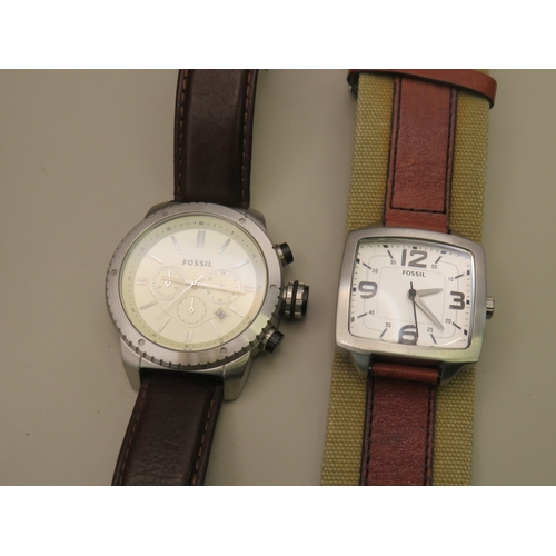 17 - Three assorted Fossil watches