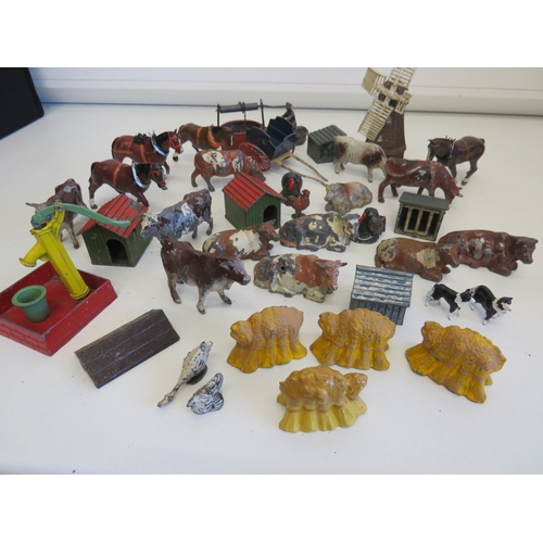 45 - Job lot of Britains farm animals and farm related accessories