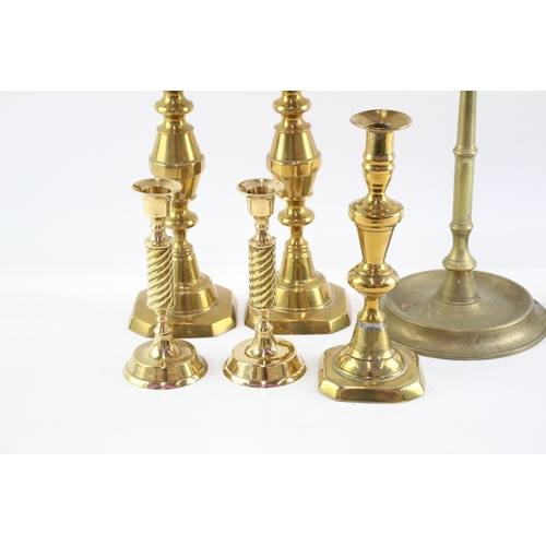 472 - Vintage Brass Candlestick Holders Pairs Of Various Styles & Size