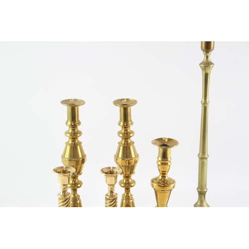 472 - Vintage Brass Candlestick Holders Pairs Of Various Styles & Size