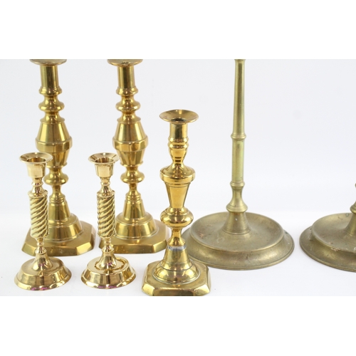 472 - Vintage Brass Candlestick Holders Pairs Of Various Styles & Size