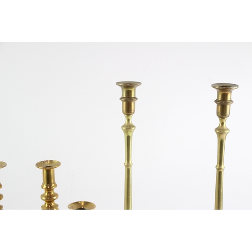 472 - Vintage Brass Candlestick Holders Pairs Of Various Styles & Size
