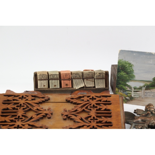 474 - Desk Antique Vintage Collectables Picture Frames Painting Ect