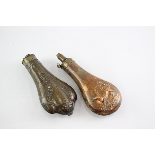 479 - Copper Powder Flasks Vintage Antique James Dixon