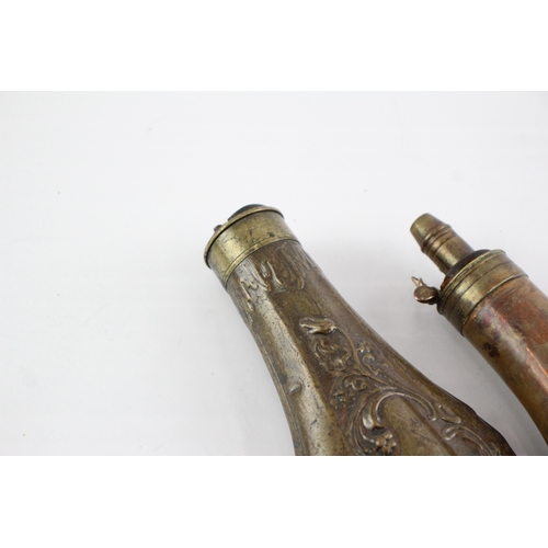 479 - Copper Powder Flasks Vintage Antique James Dixon