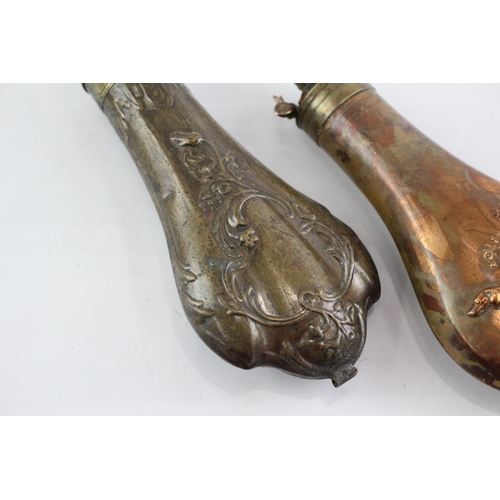 479 - Copper Powder Flasks Vintage Antique James Dixon