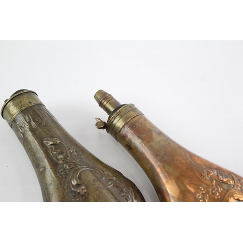 479 - Copper Powder Flasks Vintage Antique James Dixon