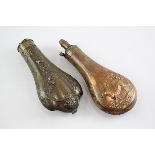 479 - Copper Powder Flasks Vintage Antique James Dixon