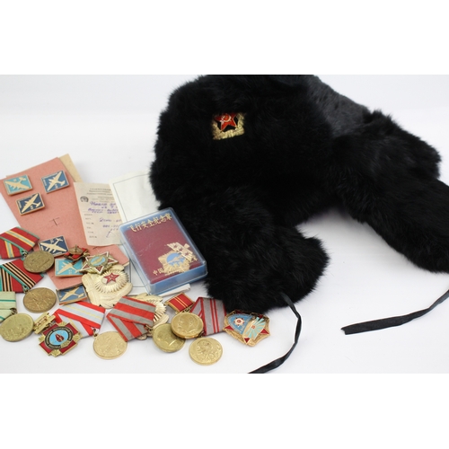 486 - Mixed Soviet Russian Collectables Inc Medals, Blood Doner Awards, Paperwork Etc