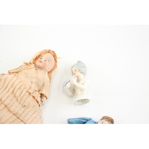 589 - Antique Bisque / Porcelain Miniature Accessory Dolls Inc Mignonette, Half Dolls