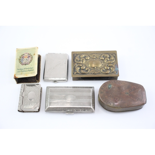 593 - Vesta Case Antique Vintage & Snuff Box Brass Book Vesta Matchbox Case Etc