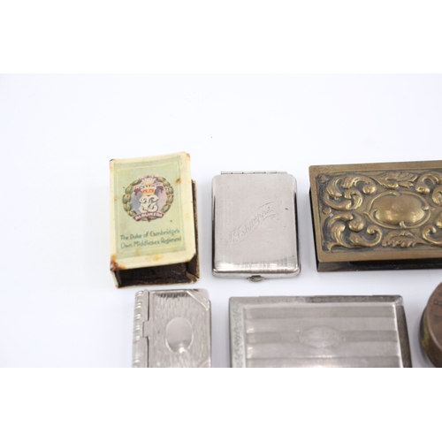 593 - Vesta Case Antique Vintage & Snuff Box Brass Book Vesta Matchbox Case Etc