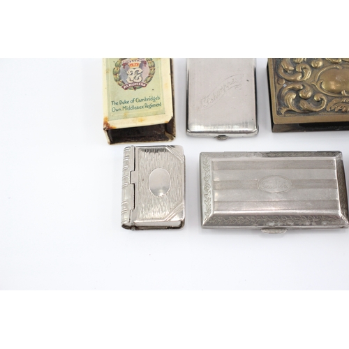 593 - Vesta Case Antique Vintage & Snuff Box Brass Book Vesta Matchbox Case Etc