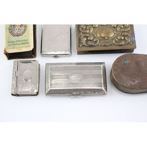 593 - Vesta Case Antique Vintage & Snuff Box Brass Book Vesta Matchbox Case Etc