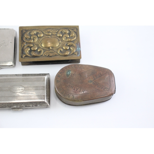 593 - Vesta Case Antique Vintage & Snuff Box Brass Book Vesta Matchbox Case Etc