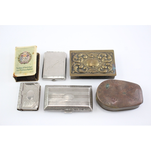 593 - Vesta Case Antique Vintage & Snuff Box Brass Book Vesta Matchbox Case Etc