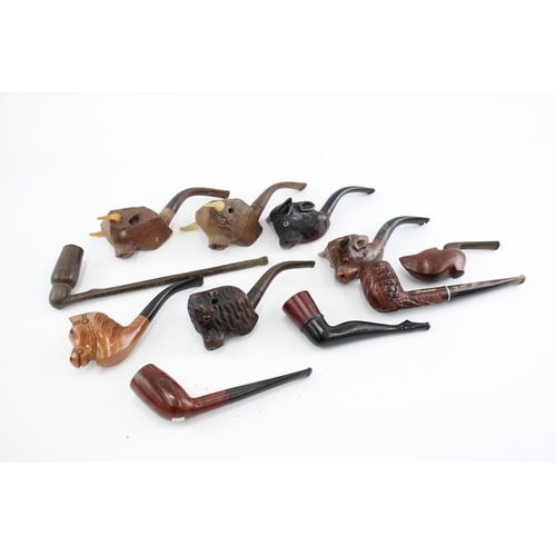 597 - Estate Pipes Tobacciana Wooden Antique Vintage Inc Bull, Pocket Pipes Etc