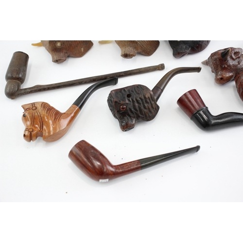 597 - Estate Pipes Tobacciana Wooden Antique Vintage Inc Bull, Pocket Pipes Etc