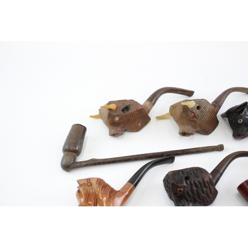 597 - Estate Pipes Tobacciana Wooden Antique Vintage Inc Bull, Pocket Pipes Etc