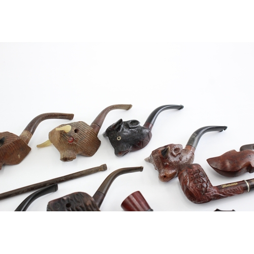 597 - Estate Pipes Tobacciana Wooden Antique Vintage Inc Bull, Pocket Pipes Etc